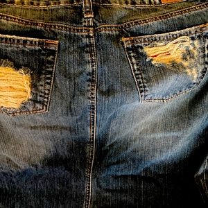 Hippie brand long denim skirt with patchwork